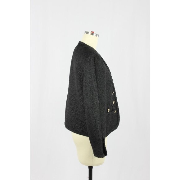 NWOT ZARA Black Textured Boucle Tweed Buttoned Open Front Blazer Jacket, Size M - Picture 2 of 16